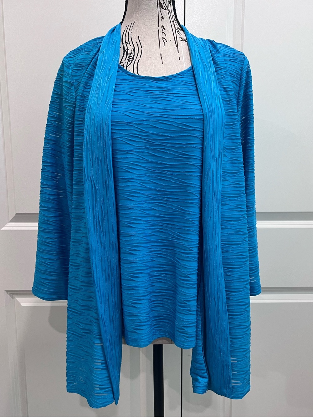 Allison Daley Bright Turquoise Crinkle Two-Piece Set, size MP